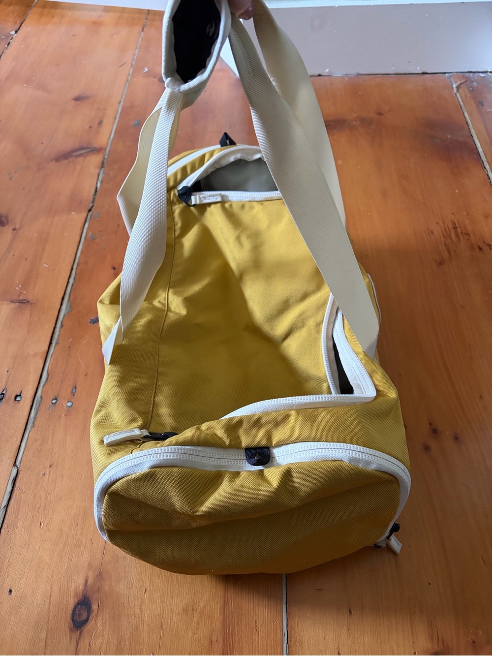 Mustard Yellow Travel Duffel with White Straps - Picture 3 of 5